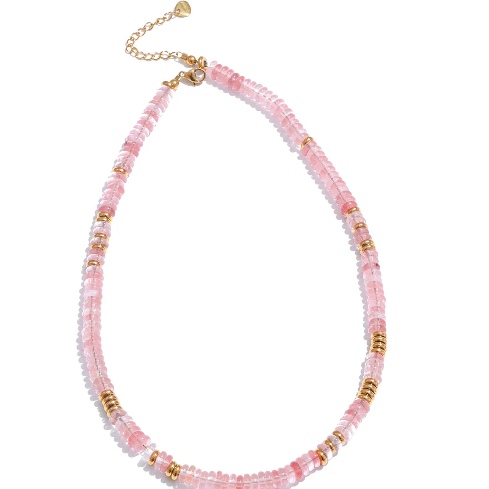 Collier pierres naturelles bohème fait main waterproof — Bijoux Coeur Linéa — vue 7