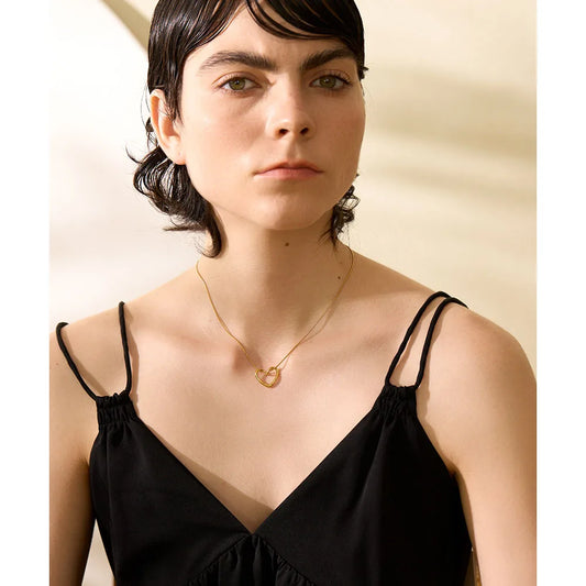 Collier cœur évidé minimaliste acier doré cadeau femme — Bijoux Coeur Linéa