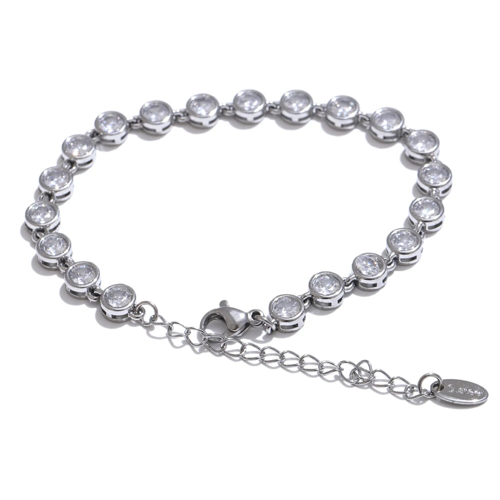 Parure collier et bracelet zircon cubique coloré acier doré — Bijoux Coeur Linéa — vue 6